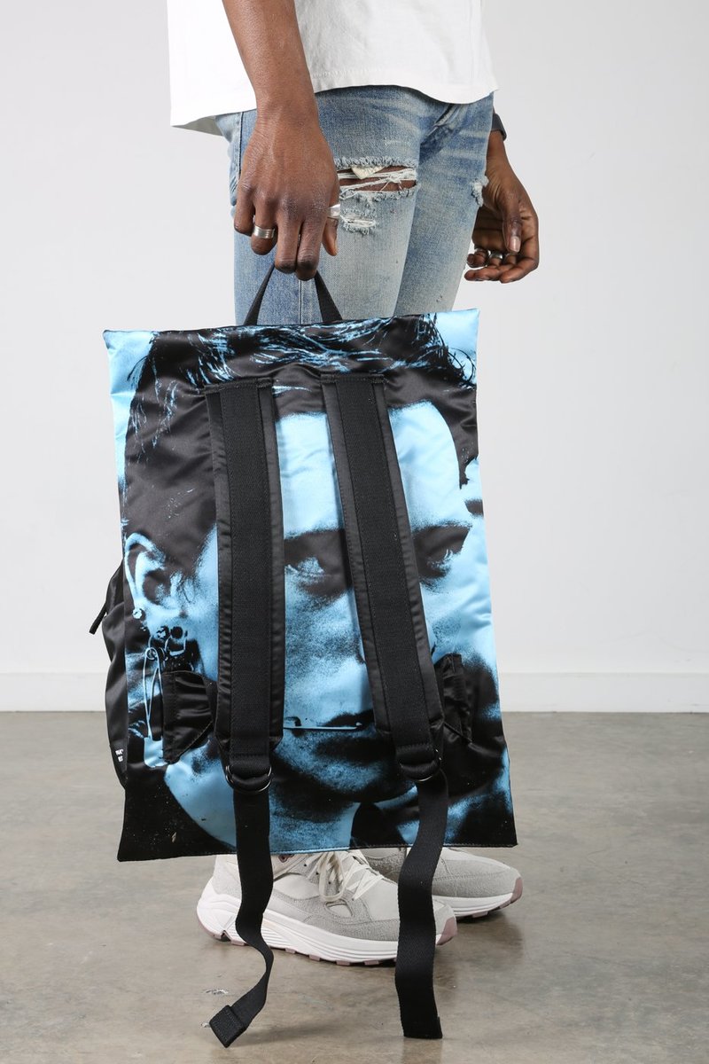 バッグ EASTPAK RAF SIMONS backpack EASTPAK X RAF SIMONS Silver Satin Punk Poster Padded