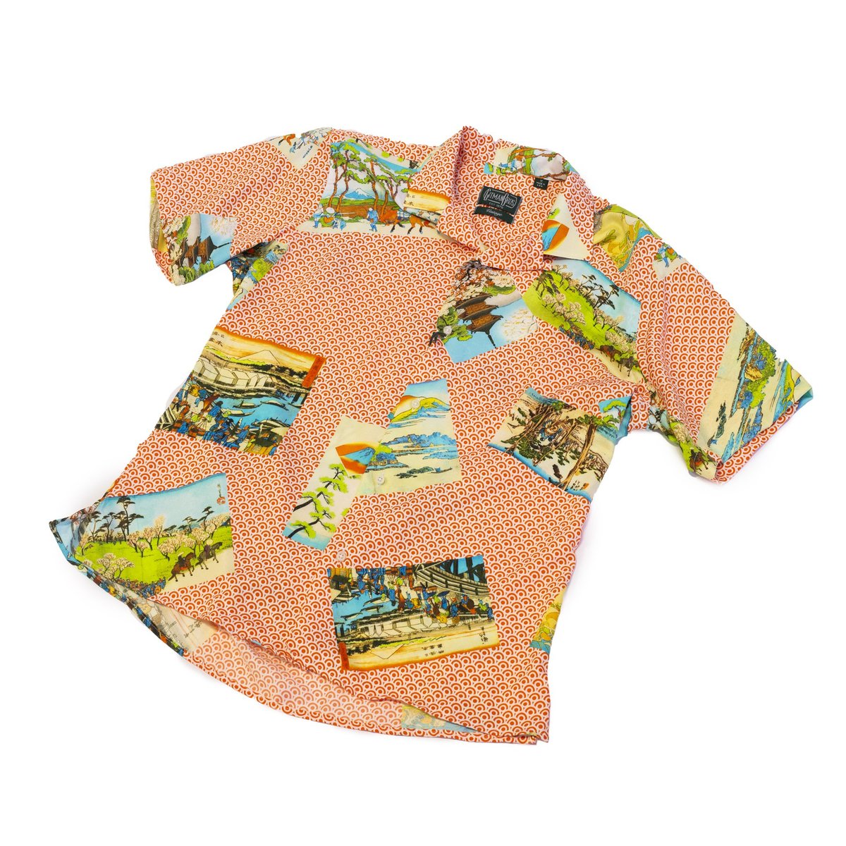 Gitman Bros Gitman Vintage Hokusai Camp Shirt - Orange - Image 2 of 4