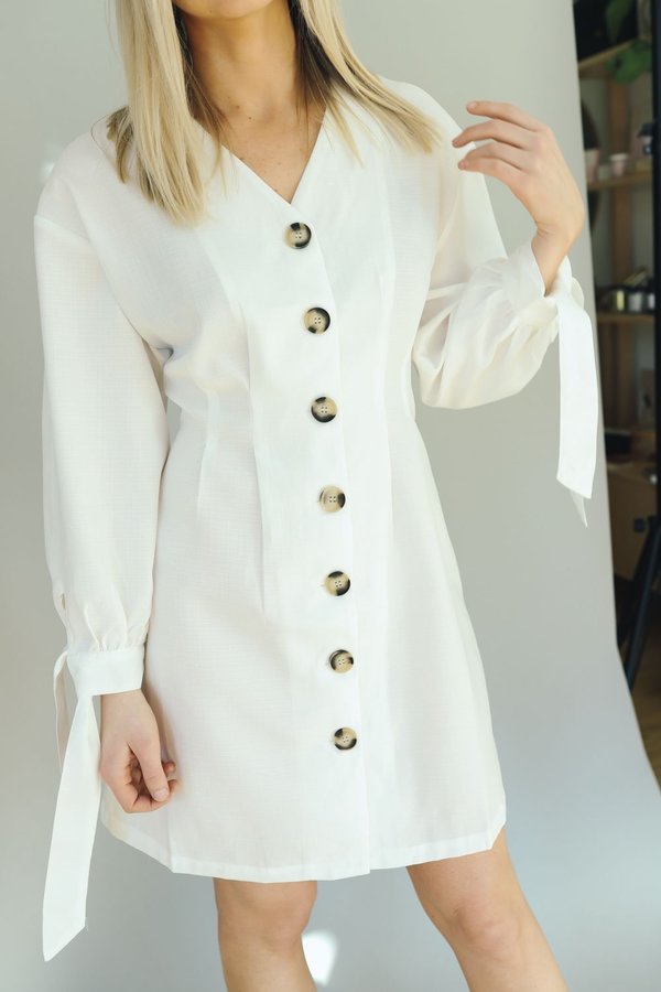Six Crisp Days Button Down Pretoria Dress - White Six Crisp Days Button Down Pretoria Dress - White