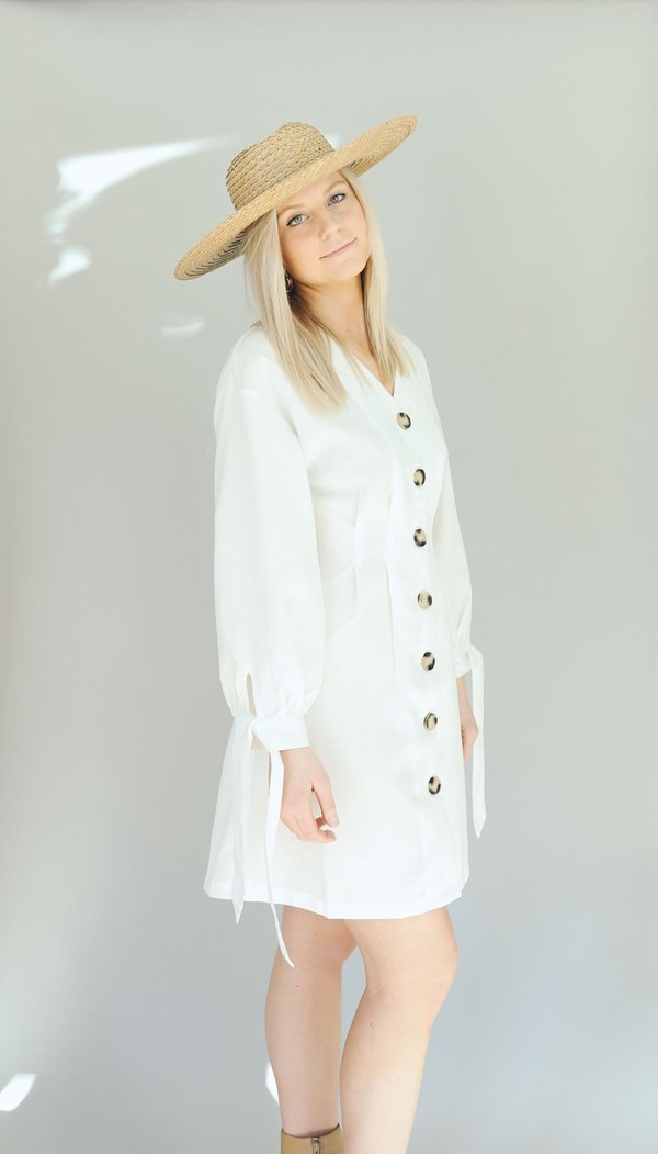 Six Crisp Days Button Down Pretoria Dress - White Six Crisp Days Button Down Pretoria Dress - White