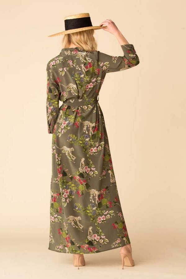 L'Agence Cameron Long Shirt Dress - Moss Green | Garmentory