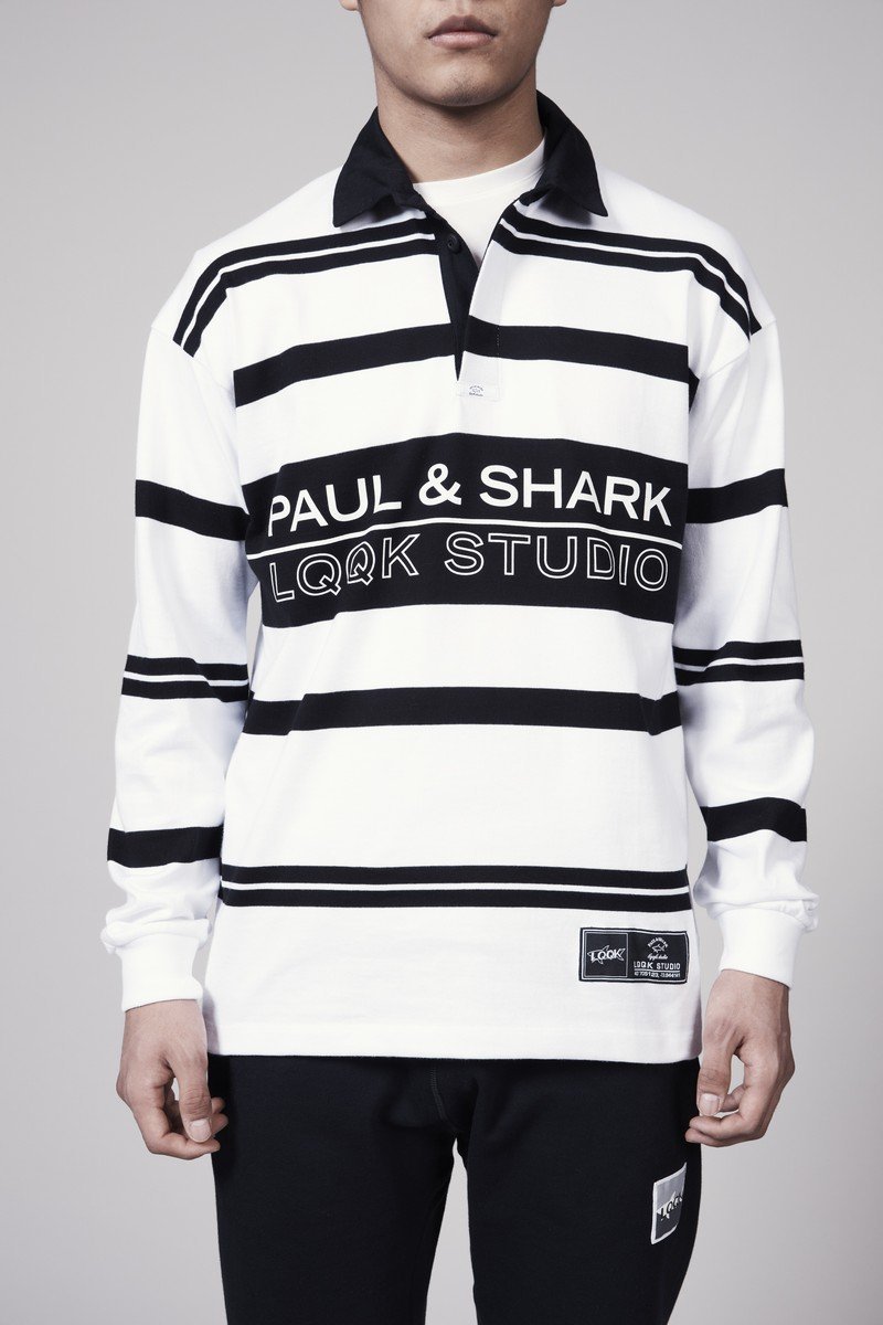 Paul & Shark Lqqk Rugby Shirt - White/Black | Garmentory