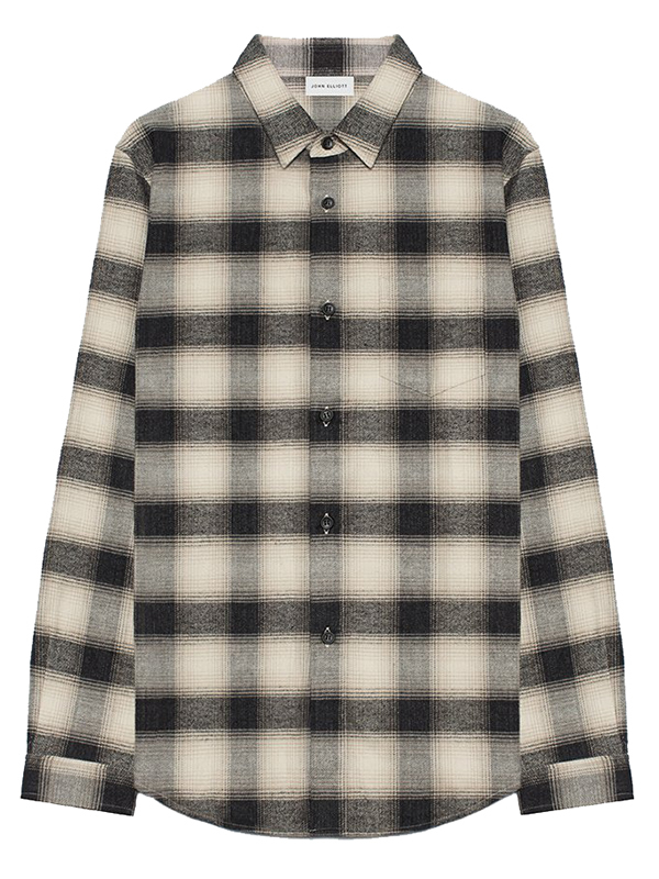 John Elliott Brushed Flannel Shirt Bone Garmentory
