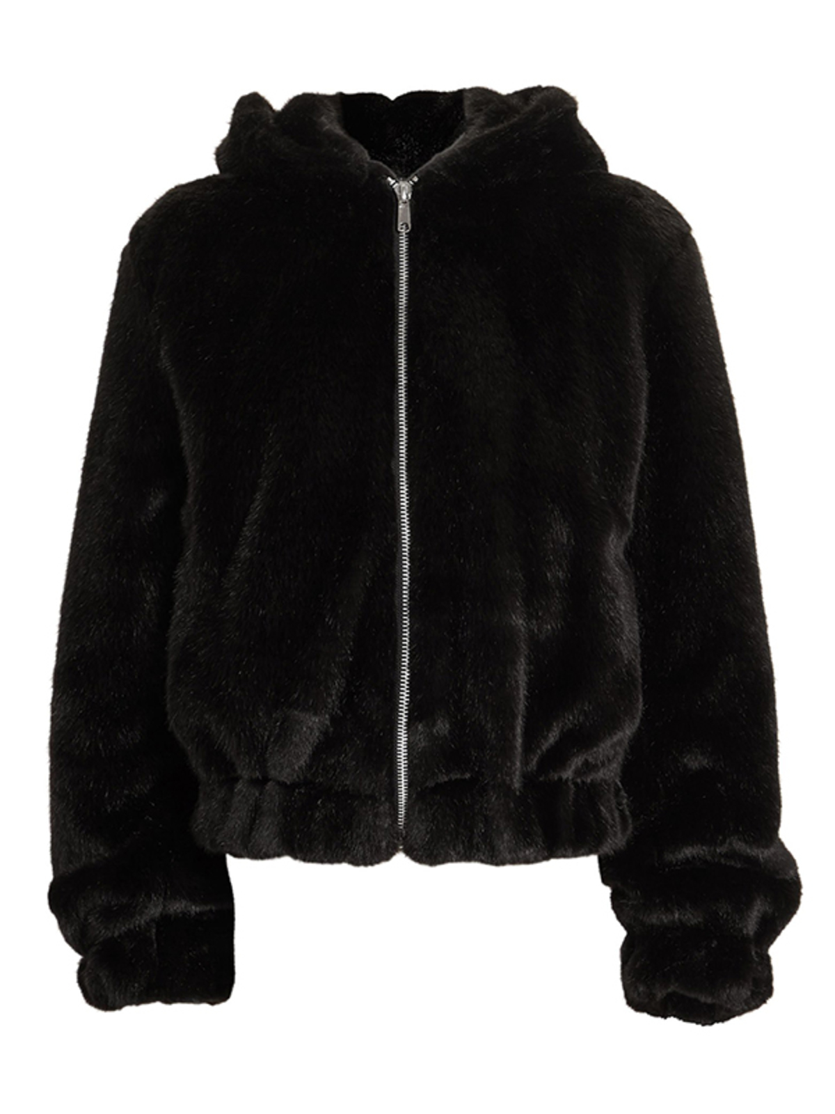 Helmut Lang Faux Mink Hooded Bomber - BLACK - Image 1 of 1