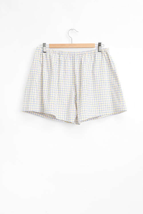 The Sleep Shirt Pleat Short Blue and Maize Check The Sleep Shirt Pleat Short Blue and Maize Check