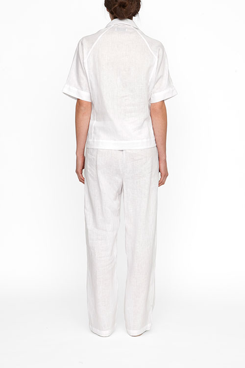 The Sleep Shirt Raglan Pyjama Top White Linen The Sleep Shirt Raglan Pyjama Top White Linen
