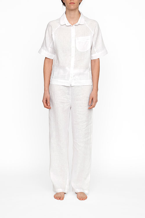 The Sleep Shirt Raglan Pyjama Top White Linen The Sleep Shirt Raglan Pyjama Top White Linen