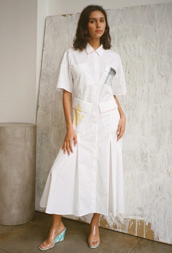 vintage pleated dress Carmen Dress: Viscose Asymmetric Pleated Dress in Vintage Pink  SIMOVSKA
