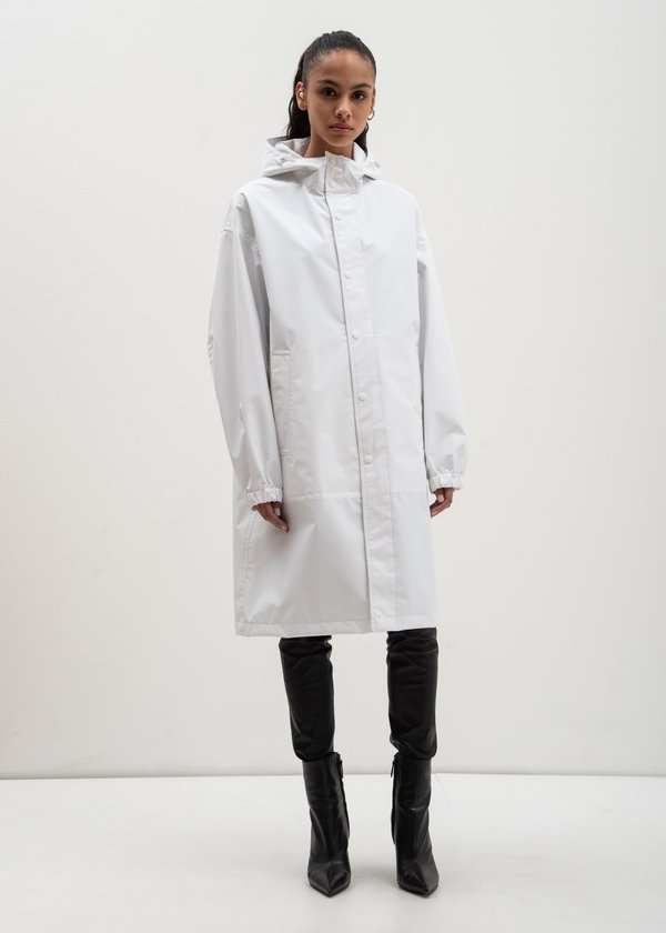 Helmut Lang White Hooded Raincoat 