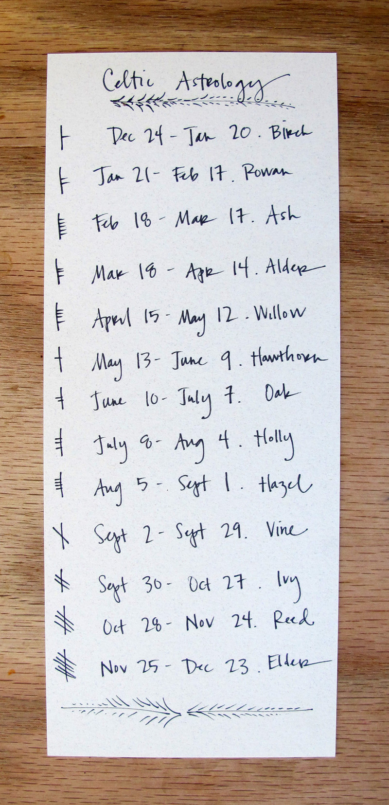 Laurel Hill Ogham // Celtic Tree Alphabet Personalized Rune