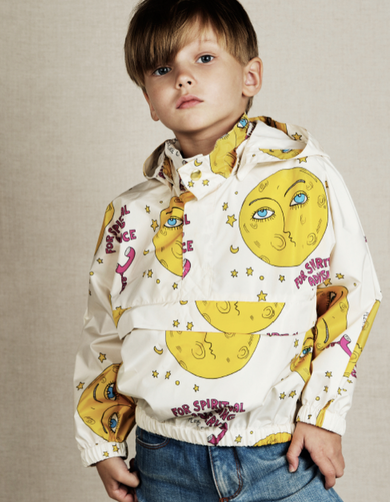 KIDS Mini Rodini Moon Jacket - White/Yellow | Garmentory