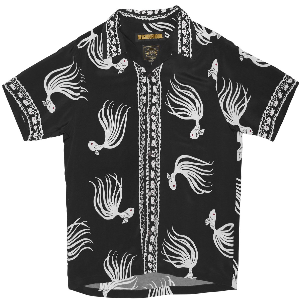 トップス NEIGHBORHOOD OTHA FISH ALOHA SHIRT L Neighborhood Otha Fish Aloha Camp Collar Shirt - BLACK | Garmentory