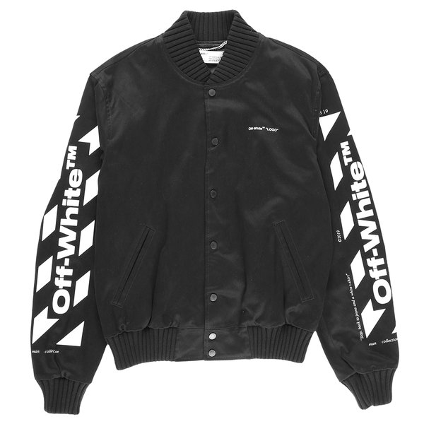 OFF-WhiteDIAG SKINNY VARSITY ジャケット Off-White Skinny Varsity Jacket - Black/White | Garmentory