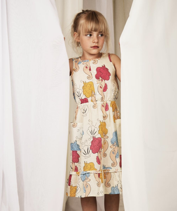 Kids Mini Rodini Seahorse Flounce Dress - white Kids Mini Rodini Seahorse Flounce Dress - white