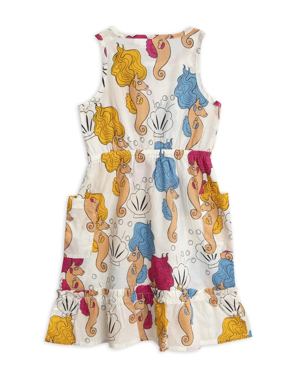 Kids Mini Rodini Seahorse Flounce Dress - white Kids Mini Rodini Seahorse Flounce Dress - white
