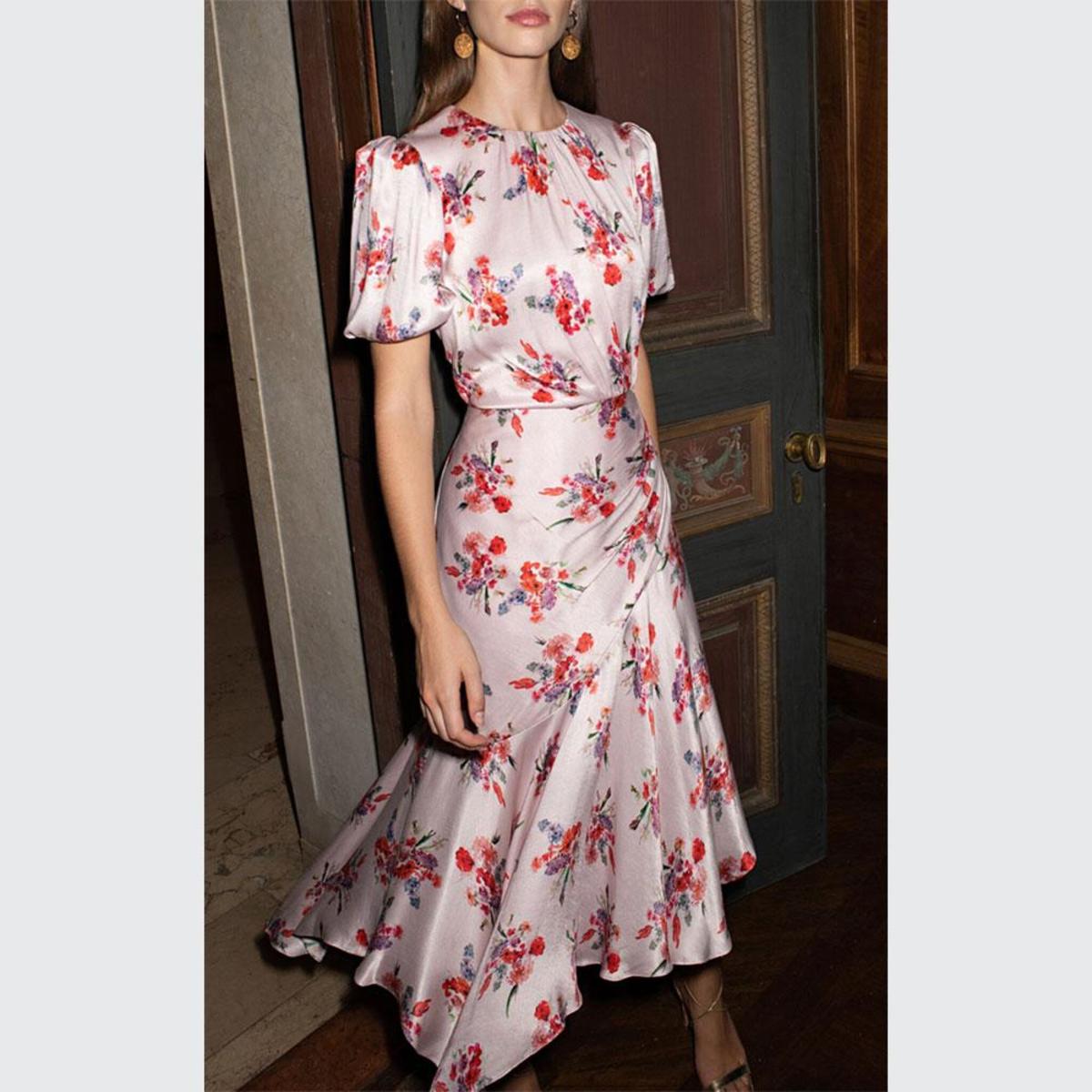 amur floral asymmetrical midi dress Michele Midi Dress