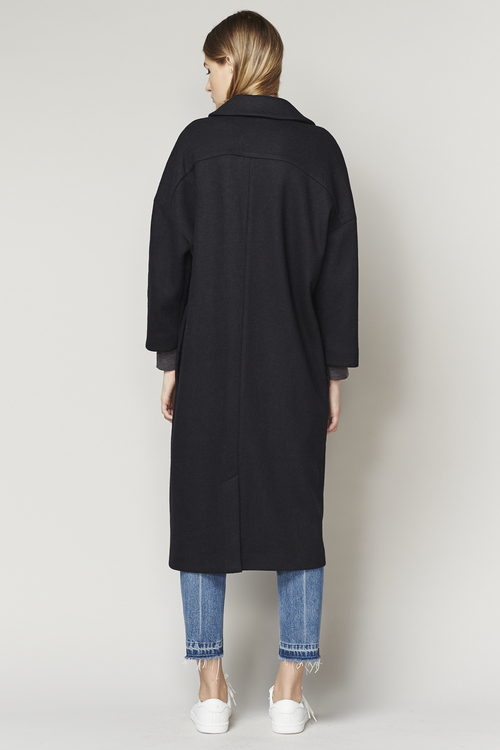 DROPPED SHOULDER OVERSIZED LONG COAT - BLACK DROPPED SHOULDER OVERSIZED LONG COAT - BLACK