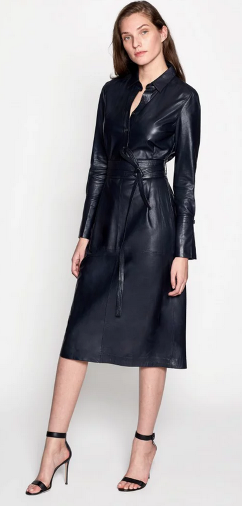 Equipment Orelie Leather Dress - black