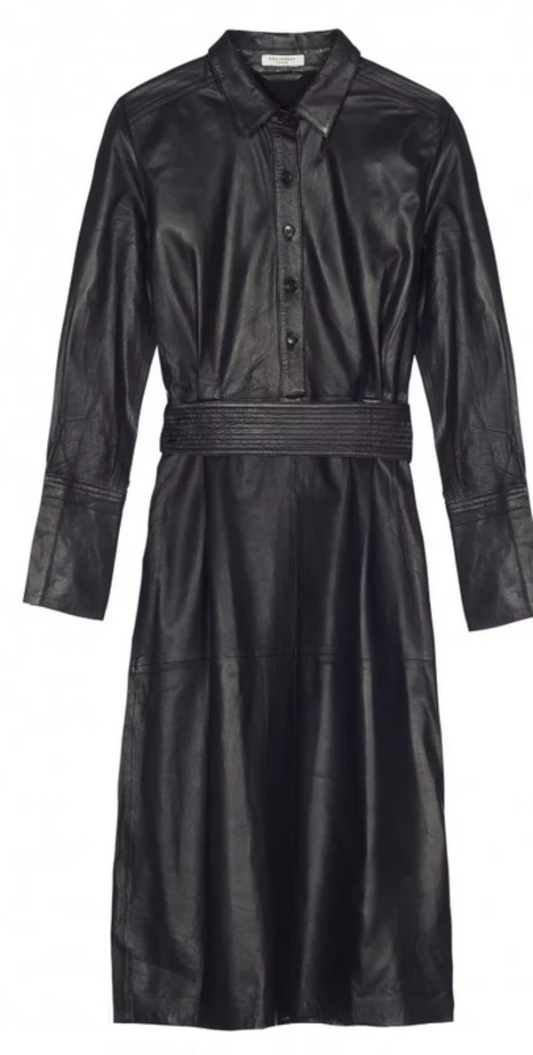 chinese dress ladies Juliette Leather Sleeveless Long Dress - Noir Perforated Leather Maxi Dress
