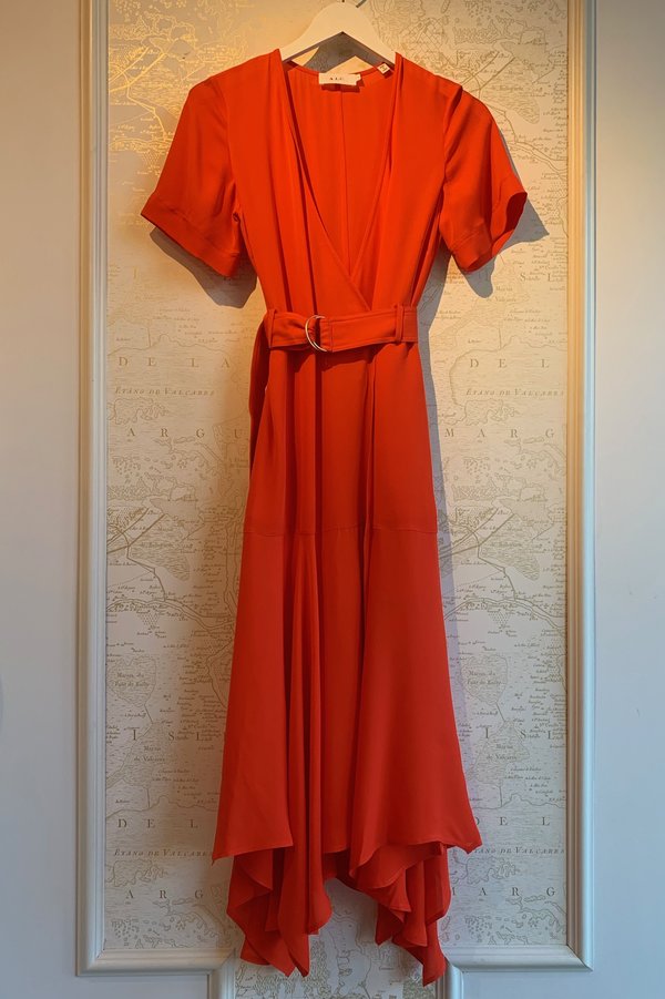 A.L.C. Claire Belted Handkerchief Silk Wrap Dress | Garmentory