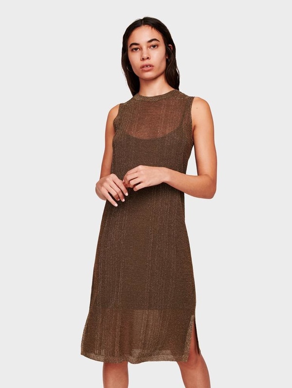 White + Warren SHINE TANK DRESS - gold | Garmentory
