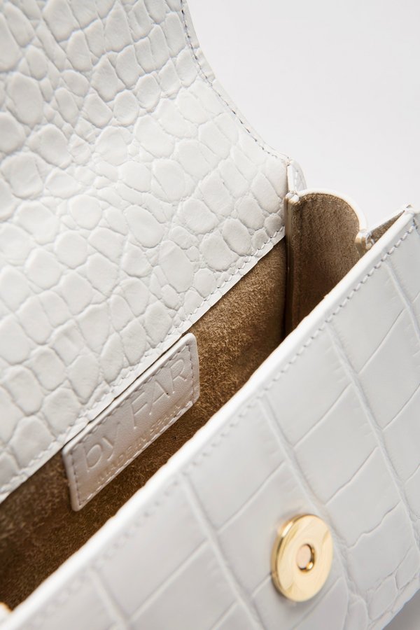 BY FAR Mini Croco Embossed Leather Tote - White BY FAR Mini Croco Embossed Leather Tote - White