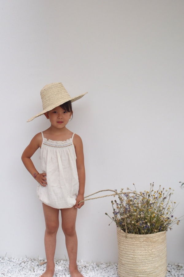 KIDS Liilu Smock Romper - Cru Natural
