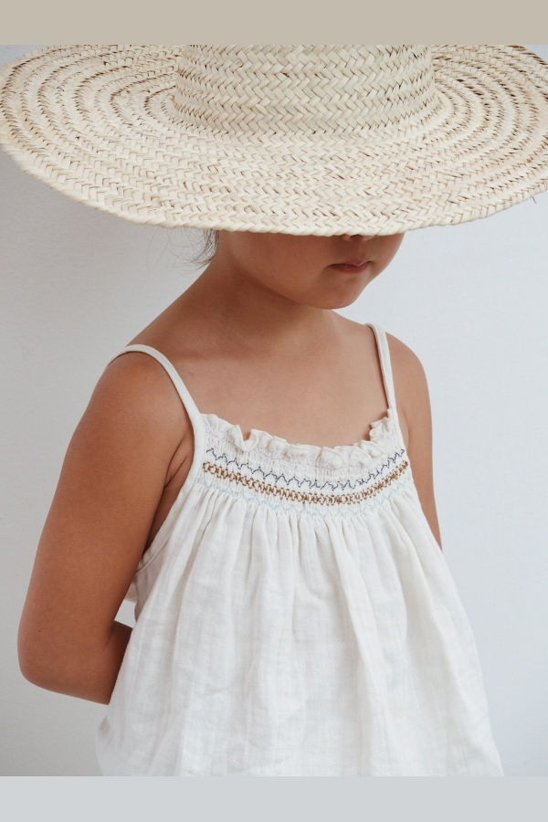 KIDS Liilu Smock Romper - Cru Natural