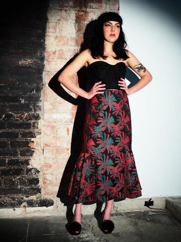 Nikki Chasin Palm Embroidered Skirt - red/green