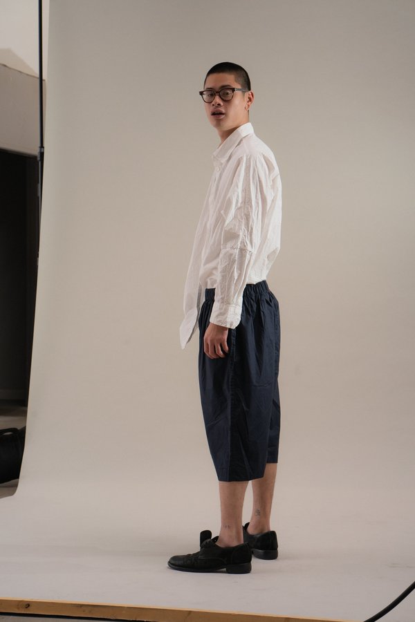 パンツ casey casey shorts cotton navy Casey Casey Light Cotton Yama Drawstring Short - Navy | Garmentory