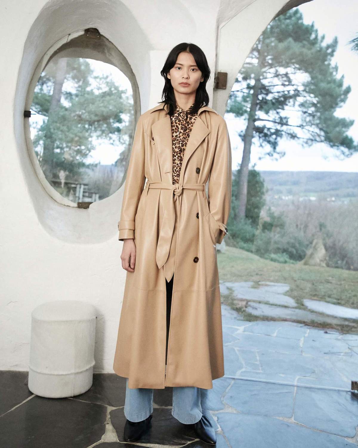 Nanushka CHIARA Vegan leather trench coat - Pale Caramel | Garmentory