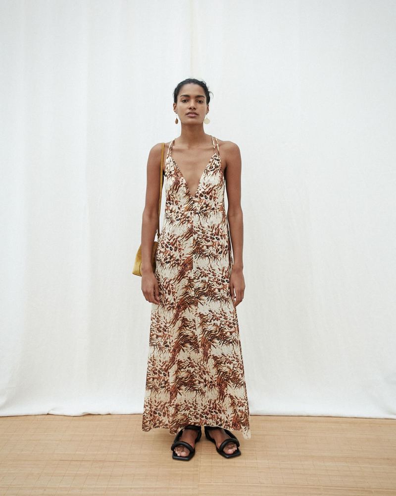 Nanushka EDEN Strap maxi dress Animal Douvet Garmentory