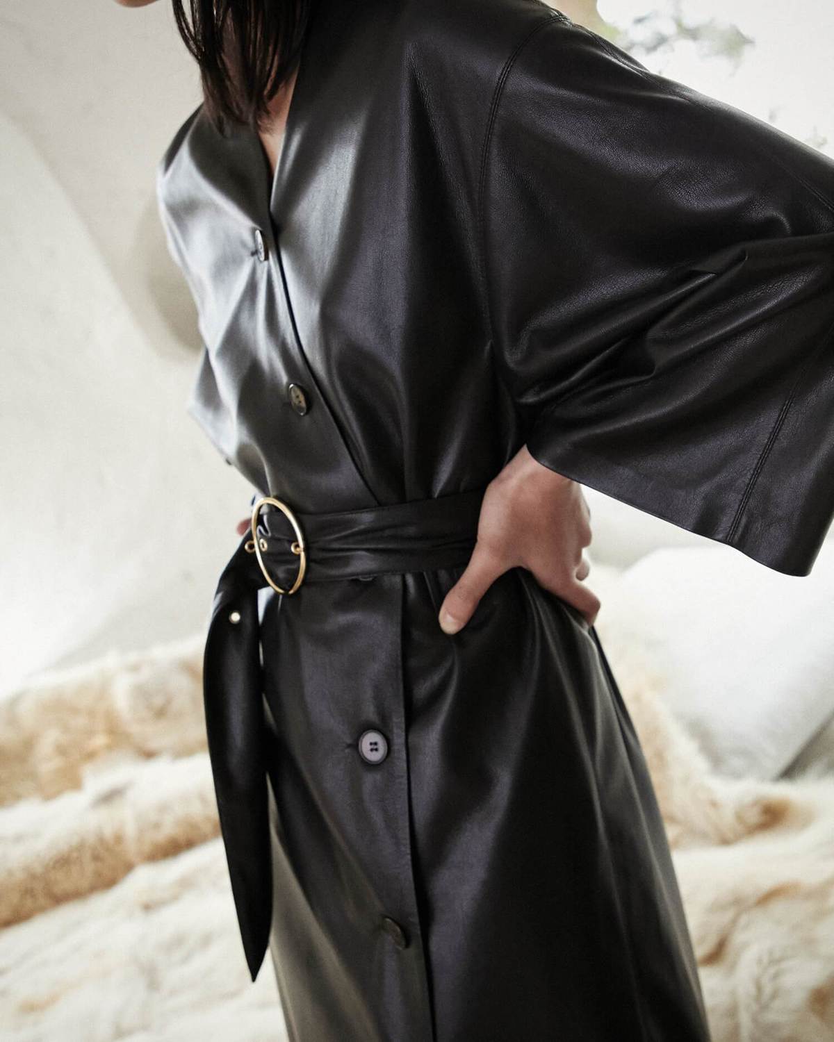 chinese dress ladies White Kimono Wrap Dress with Leather Belt