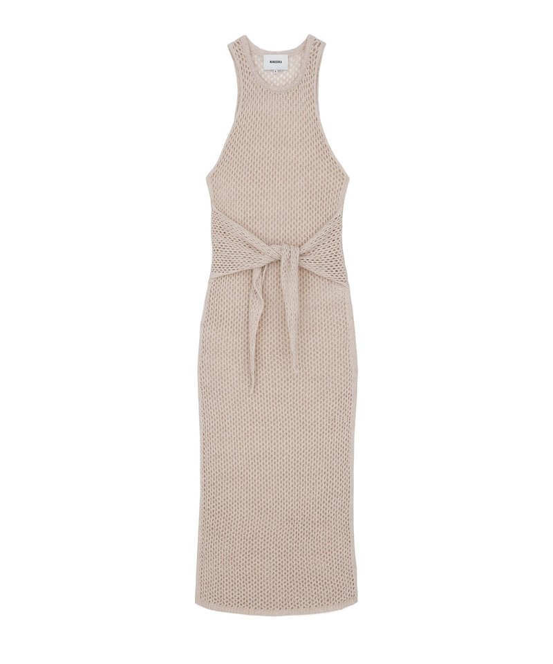 Nanushka Mame Open Knit Bodycon Dress - Creme | Garmentory