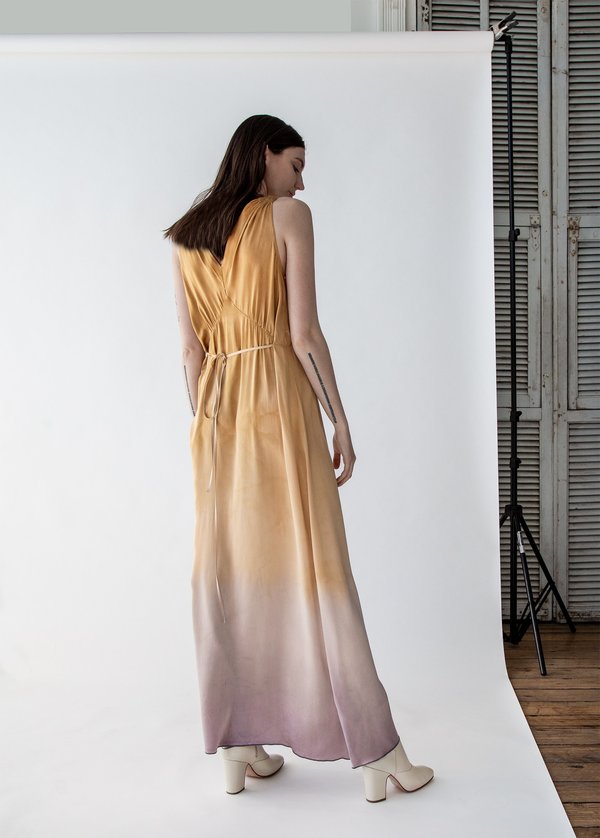 Raquel Allegra Kate Slip Dress - Golden Sun Tie Dye | Garmentory