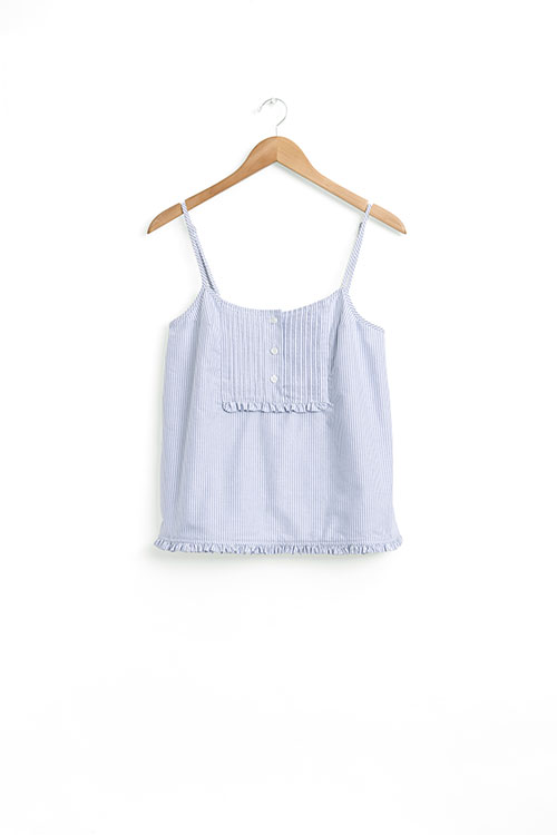 The Sleep Shirt Pink Tuck Camisole Blue Oxford Stripe The Sleep Shirt Pink Tuck Camisole Blue Oxford Stripe