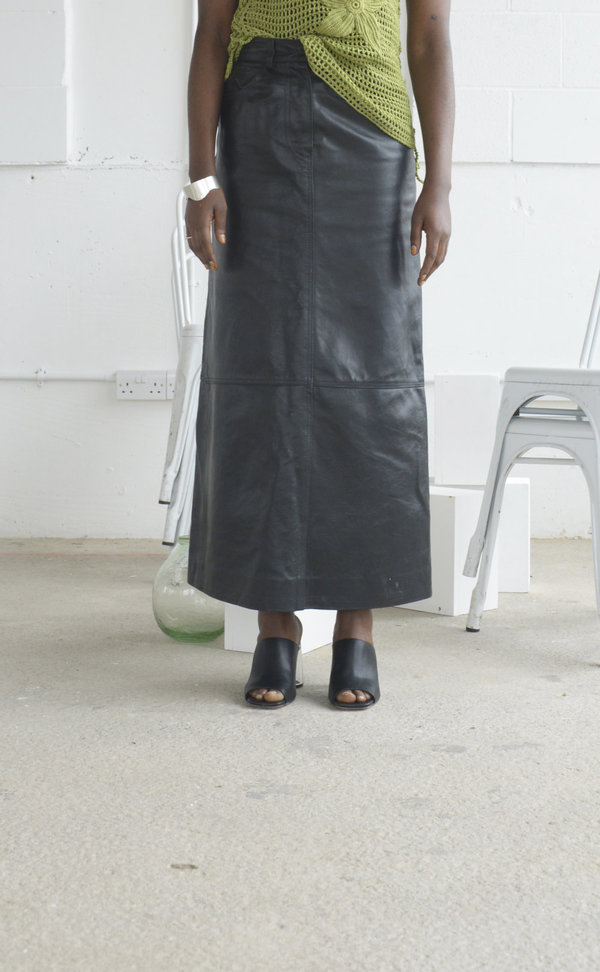 nicole farhi leather skirt