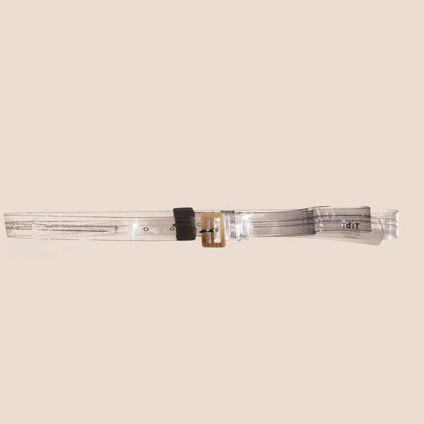Tibi PVC waist belt grey with brown marbled resin buckle M/L Tobian Webbing Belt – Tibi Official main image 3