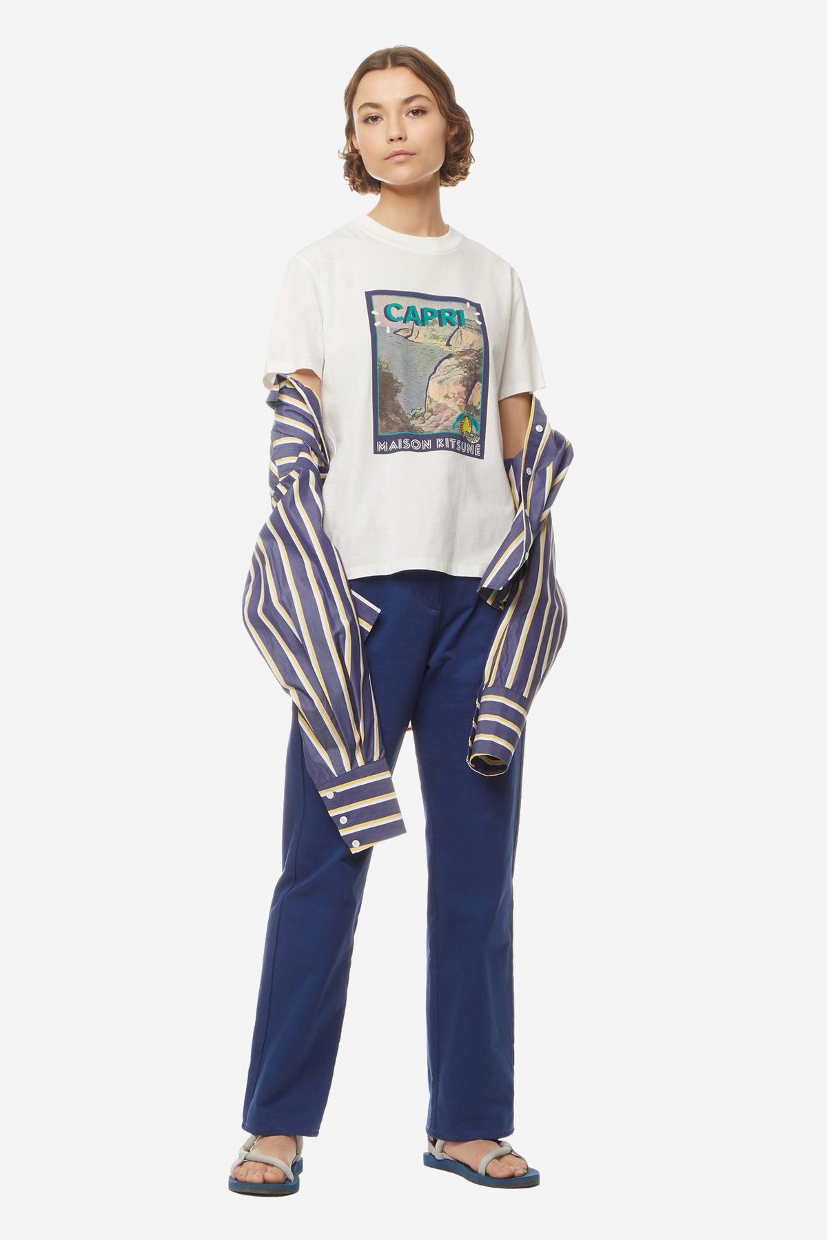 Maison Kitsune Locandina Tee Shirt - Ecru - Image 1 of 5