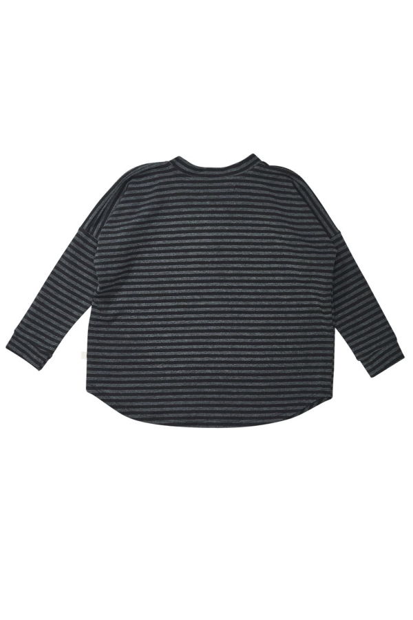 KIDS Bacabuche Long Sleeve Henley - Black/Charcoal Stripe