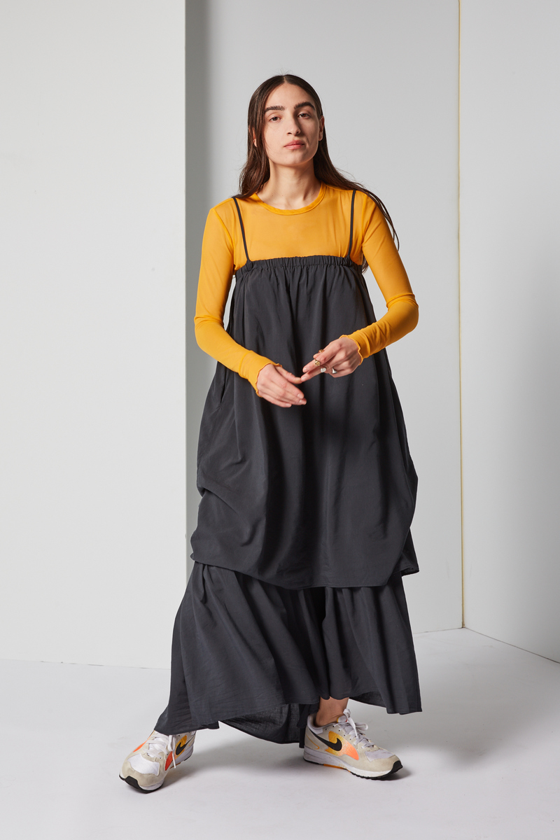 Black Crane Double Cami Dress