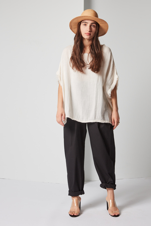 Black Crane Double Gauze Top Black Crane Double Gauze Top