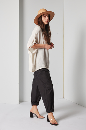 Black Crane Double Gauze Top Black Crane Double Gauze Top