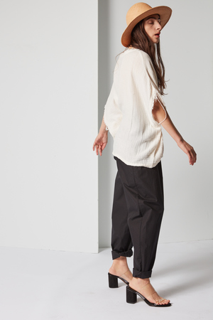 Black Crane Double Gauze Top Black Crane Double Gauze Top