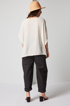 Black Crane Double Gauze Top Black Crane Double Gauze Top