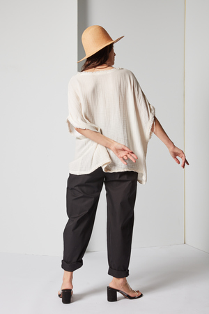 Black Crane Double Gauze Top Black Crane Double Gauze Top