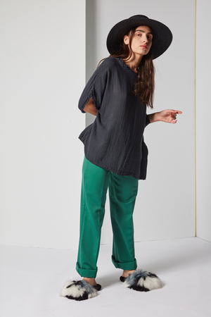 Black Crane Double Gauze Top Black Crane Double Gauze Top