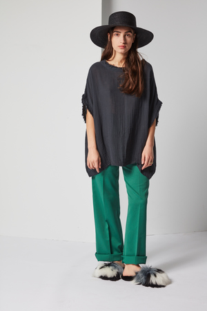 Black Crane Double Gauze Top Black Crane Double Gauze Top