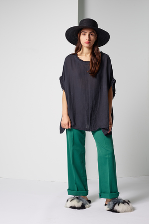 Black Crane Double Gauze Top Black Crane Double Gauze Top