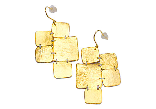 Dos Riberas Retro SQUARE Matte Gold Earrings Dos Riberas Retro SQUARE Matte Gold Earrings